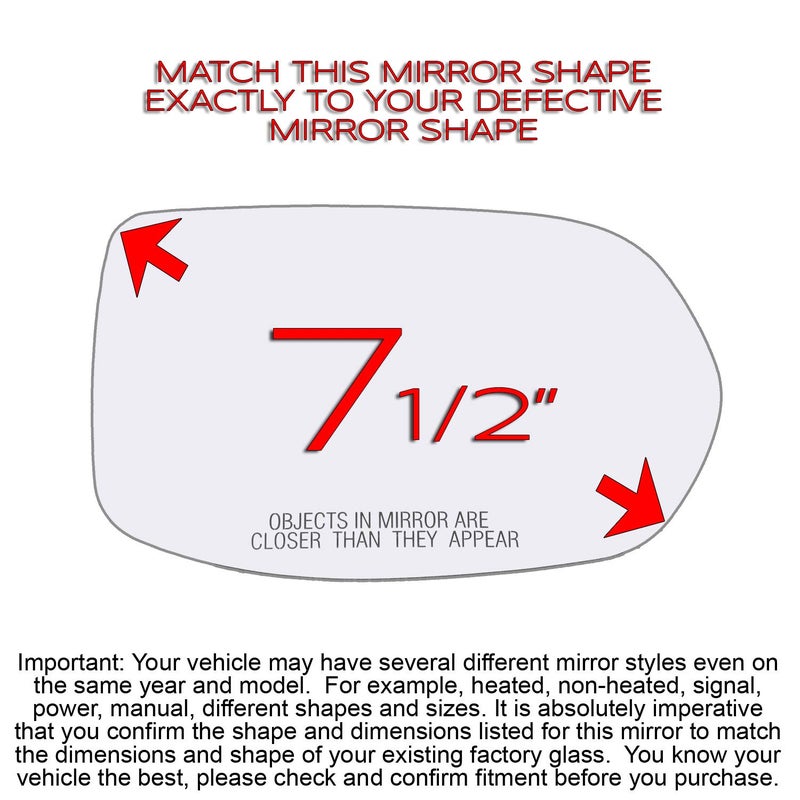 Rugged TUFF Passenger Side Mirror Glass Replacement For 2012-2016 Honda CRV CR-V and 2016-2020 Honda HRV HR-V Right Power Mirrors 76203T0AA01 HO1325114 Non-Heated - Image 2
